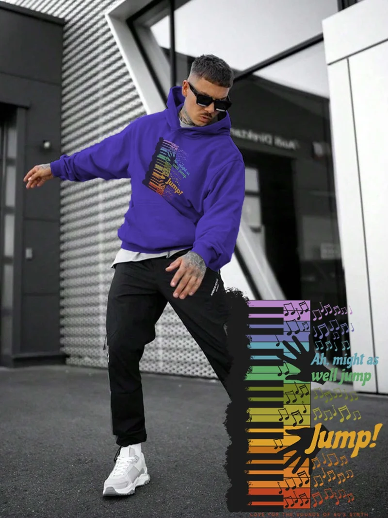 دوغ فش Women, Men's Sweatshirt Oversize Colorful Keyboard Printed Thick Purple Lover Sweatshirt