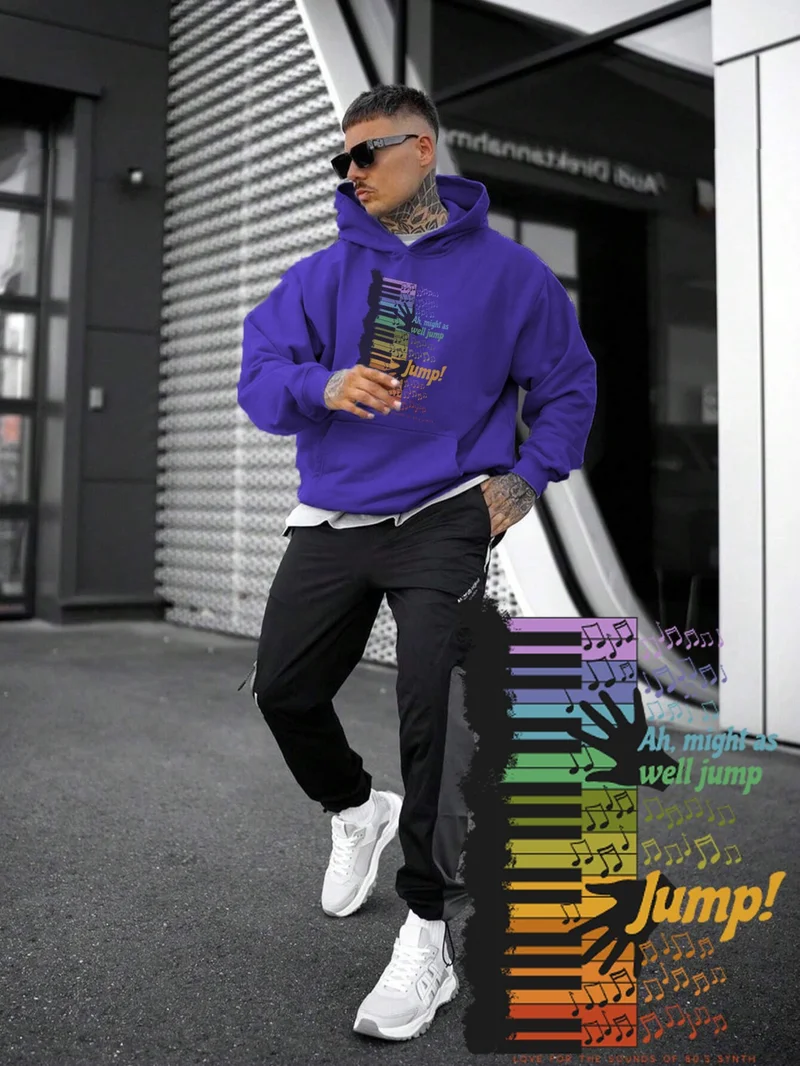 دوغ فش Women, Men's Sweatshirt Oversize Colorful Keyboard Printed Thick Purple Lover Sweatshirt