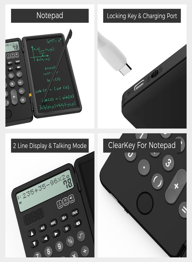 ROATEE Talking Calculators Desktop Rechargeable for School ROATEE Desk Calculator with Notepad 2-Line Display Office Desk Accessories School Supplies College Kids Calculators for Student Simple Big Button - Image 2