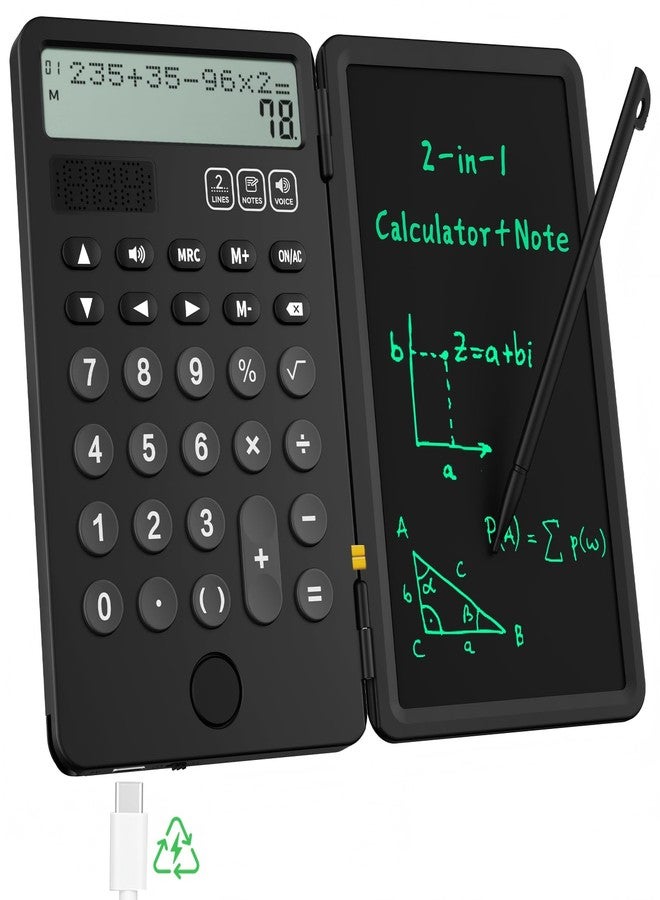ROATEE Talking Calculators Desktop Rechargeable for School ROATEE Desk Calculator with Notepad 2-Line Display Office Desk Accessories School Supplies College Kids Calculators for Student Simple Big Button - Image 1