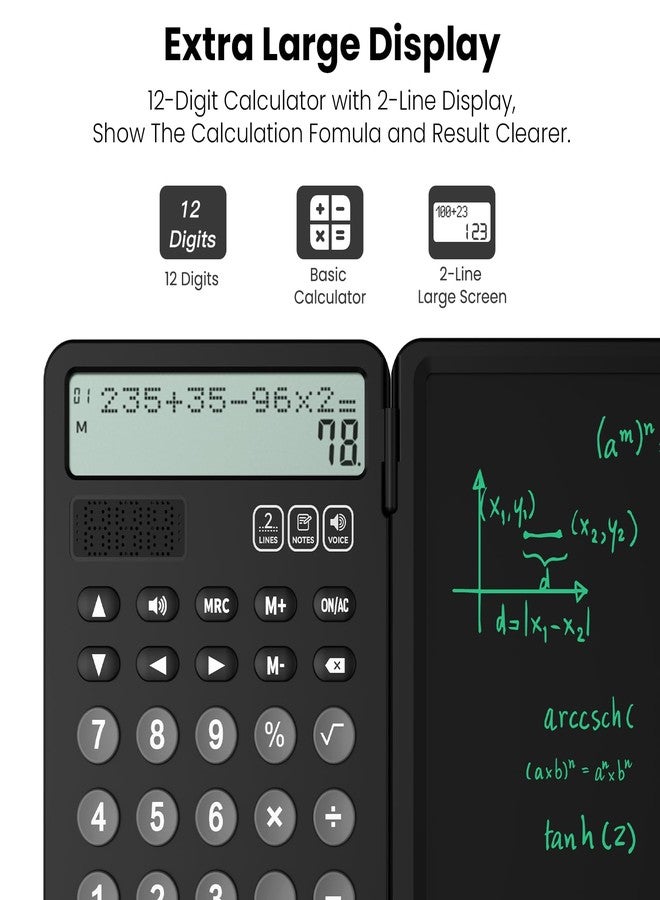 ROATEE Talking Calculators Desktop Rechargeable for School ROATEE Desk Calculator with Notepad 2-Line Display Office Desk Accessories School Supplies College Kids Calculators for Student Simple Big Button - Image 5