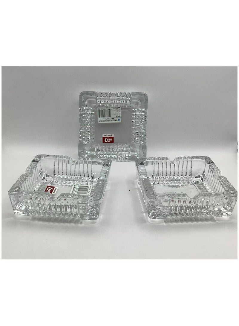 Glass Ashtray Square Shaped (3 Pieces) - Image 2