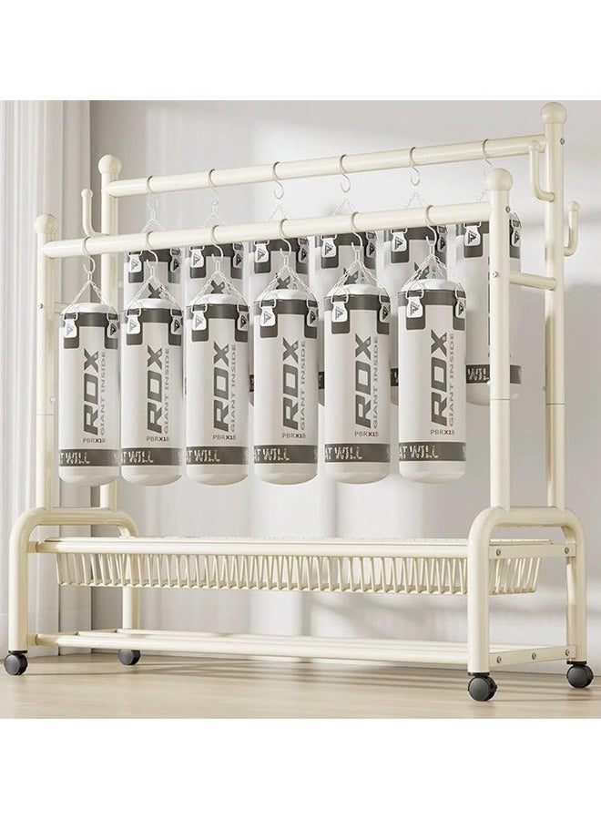 شي ون علاقة ملابس متحركة 2 في 1 بتصميم ابيض فاخر مع أرفف سفلية وعلاقات متعددة - Image 5