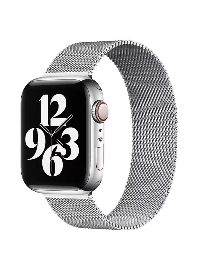 Kmaxai Milanese Loop Stainless Steel Metal Mesh Band With Magnetic Closure For Apple Watch Se/8/7/6 Series 10/9, 40/41/42mm Silver - Image 4