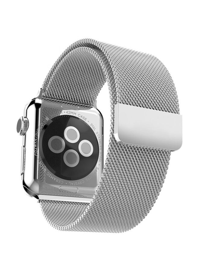 Kmaxai Milanese Loop Stainless Steel Metal Mesh Band With Magnetic Closure For Apple Watch Se/8/7/6 Series 10/9, 40/41/42mm Silver - Image 3