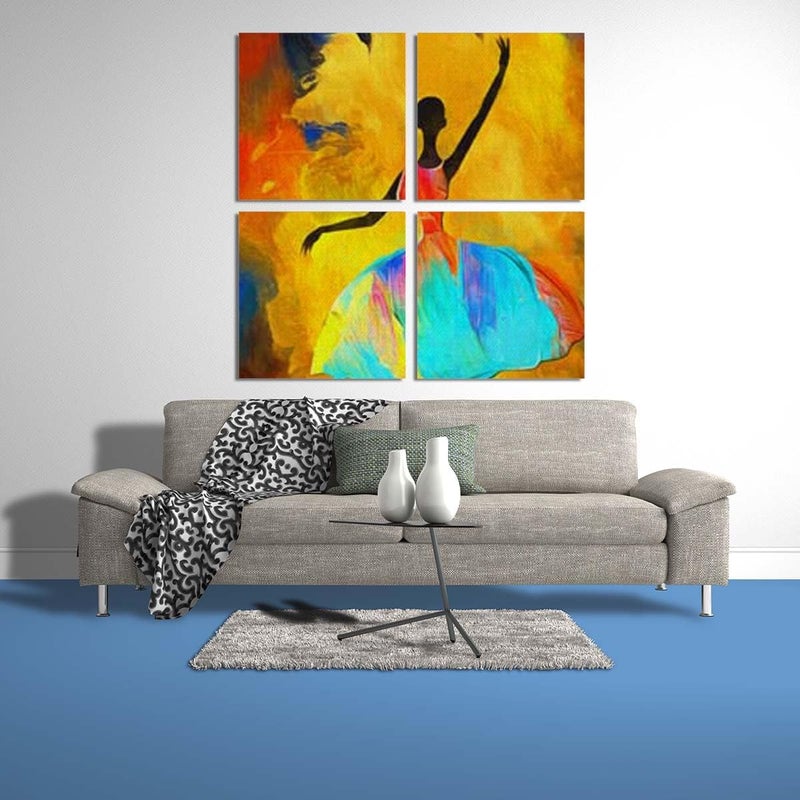 BPA Inside The Yellow Canvas Wall Art - 4 Pieces - Image 1