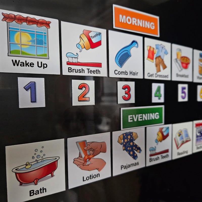 SchKIDules Kids Visual Schedule Magnets and Headings: SchKIDules 93Pc Home Collection for Daily Routines, Chores, Executive Functioning, Behavioral Supports, Communication-Good for Toddlers, ADHD, Autism - Image 4