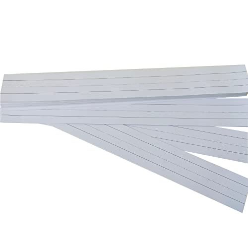 Reskid Ruled Sentence Strips, Thick Paper - 80lb Cardstock 3 x 24 Inches, White, Pack of 100 - Ideal for Classrooms, Offices, or Homes - Proudly Made In The USA (100) - Image 2