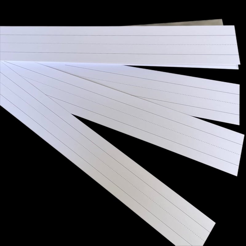 Reskid Ruled Sentence Strips, Thick Paper - 80lb Cardstock 3 x 24 Inches, White, Pack of 100 - Ideal for Classrooms, Offices, or Homes - Proudly Made In The USA (100) - Image 5