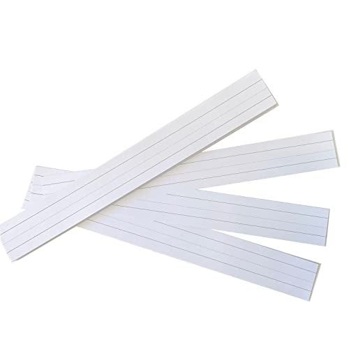 Reskid Ruled Sentence Strips, Thick Paper - 80lb Cardstock 3 x 24 Inches, White, Pack of 100 - Ideal for Classrooms, Offices, or Homes - Proudly Made In The USA (100) - Image 1