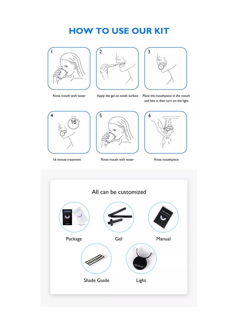 GlorySmile - Wireless Rechargeable Teeth Whitening Light Kit Black Luxury Home Tooth Cleaning Set Stain & Plaque Removal With Max Effect Unisex - Image 1