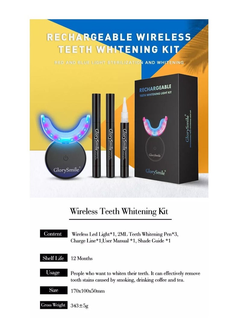 GlorySmile - Wireless Rechargeable Teeth Whitening Light Kit Black Luxury Home Tooth Cleaning Set Stain & Plaque Removal With Max Effect Unisex - Image 1