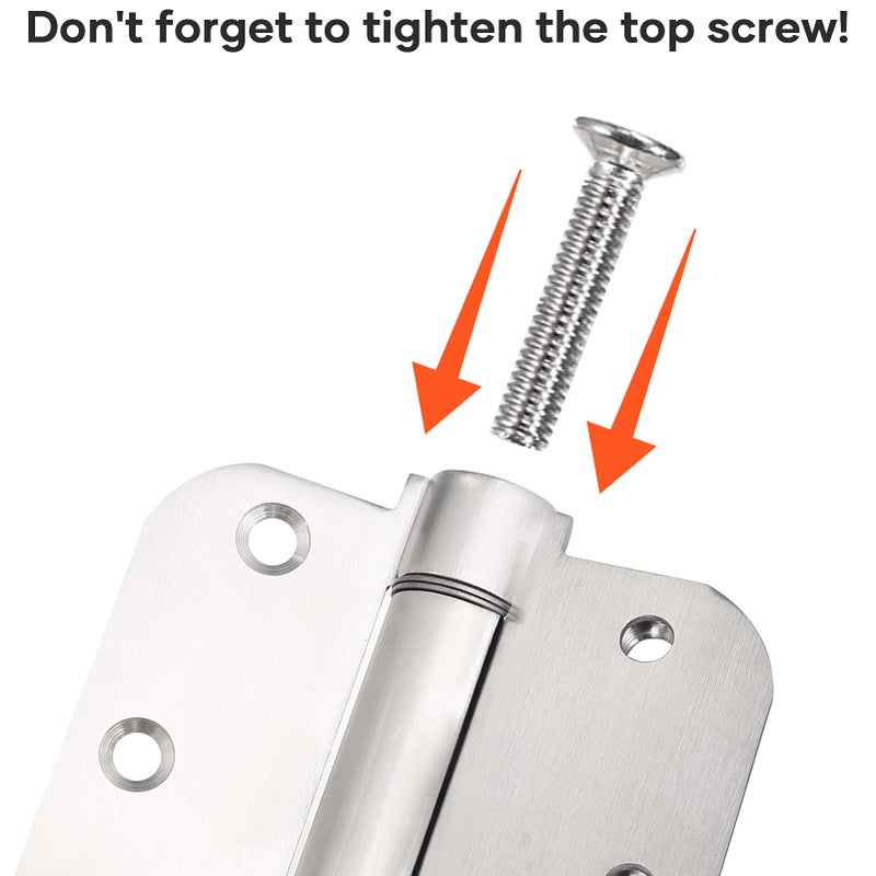 Qkenvo 3.5'' Self-Closing Door Hinges 3.5 Inch x 3.5 Inch Spring Hinges 3 Pack Stainless Steel Adjustable Door Hinges Auto Closing Door Hinges with 5/8" Radius Corners (3.5'' 3pack, Silver) - Image 4
