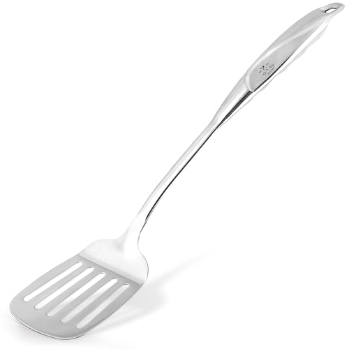 Zulay Kitchen Stainless Steel Slotted Turner - 14.8” Heat-Resistant Metal Spatula for Cooking, Frying & Grilling - Durable, Rust-Proof & Dishwasher Safe Kitchen Utensil for Everyday Use - Image 1