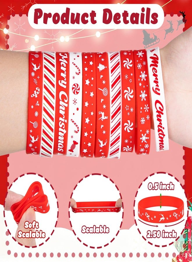 مون بوت مجموعة مون بوت من 100 قطعة من أساور حلوى عيد الميلاد بالجملة - أساور سيليكون على شكل ندفة ثلجية وأيل وشجرة عيد الميلاد، مثالية كهدايا لحفلات الأعياد - Image 5