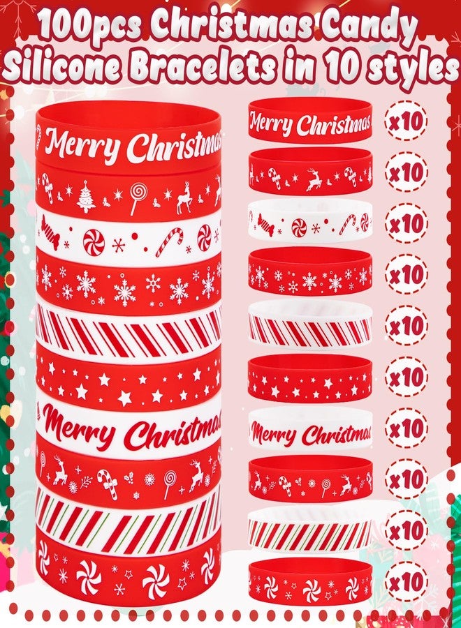 مون بوت مجموعة مون بوت من 100 قطعة من أساور حلوى عيد الميلاد بالجملة - أساور سيليكون على شكل ندفة ثلجية وأيل وشجرة عيد الميلاد، مثالية كهدايا لحفلات الأعياد - Image 4