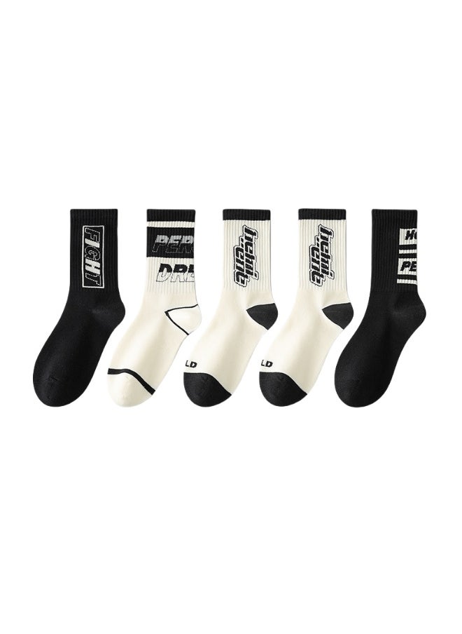 KUYING Fashion Anti Slip Breathable Sports Socks Five Piece Set 