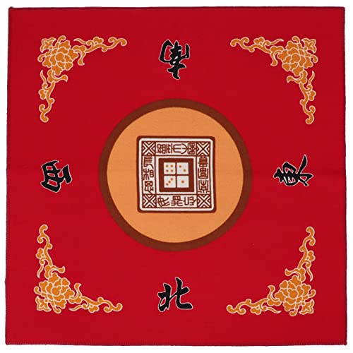 GUSTARIA Mahjong Mat with 3 Dice Anti Slip and Noise Reduction Table Cover for Mahjong Poker Card Board Tile Games Red 315 inches - Image 5