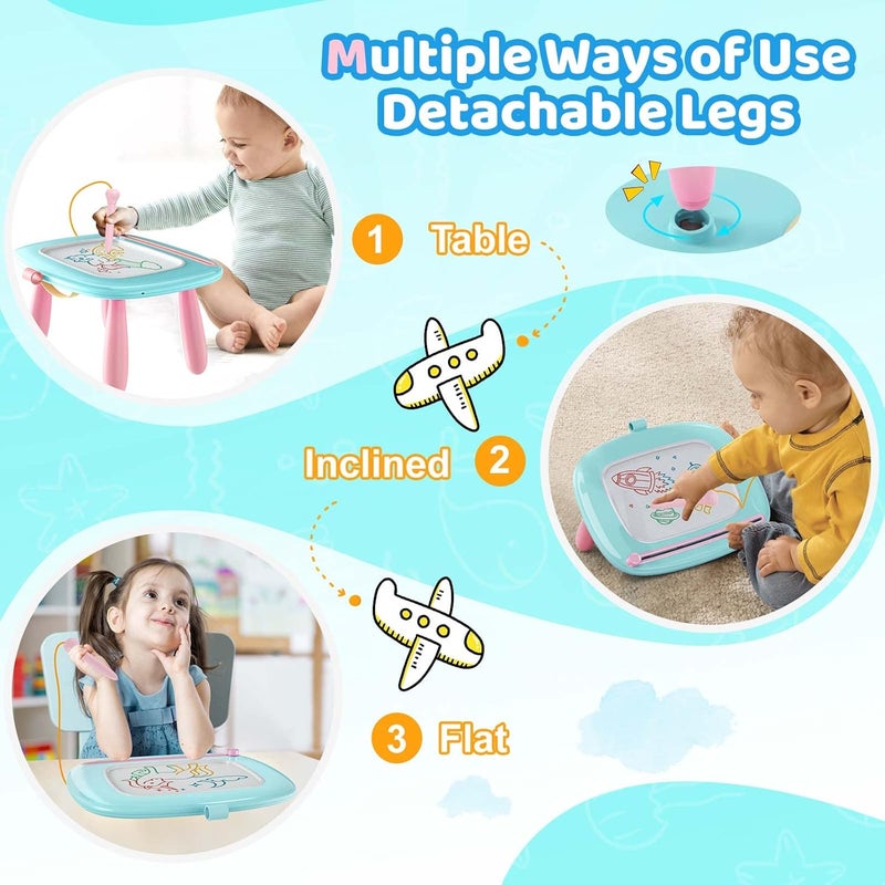 Kikidex Toddlers Toys Age 1-3, Magnetic Drawing Board, Doodle Board Pad Learning and Educational Toys for 1 2 3 Year Old Baby Kids Birthday Gift (Mint Blue) - Image 4