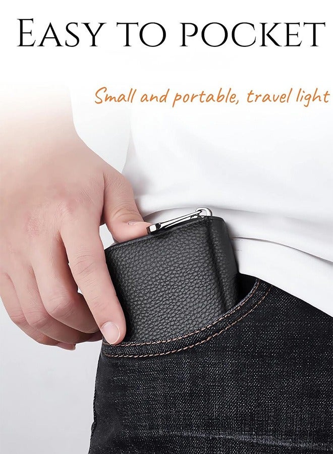 محفظة سحاب جلد PU للرجال والنساء مع 20 فتحات بطاقة محفظة أكورديون (أسود) - Image 3