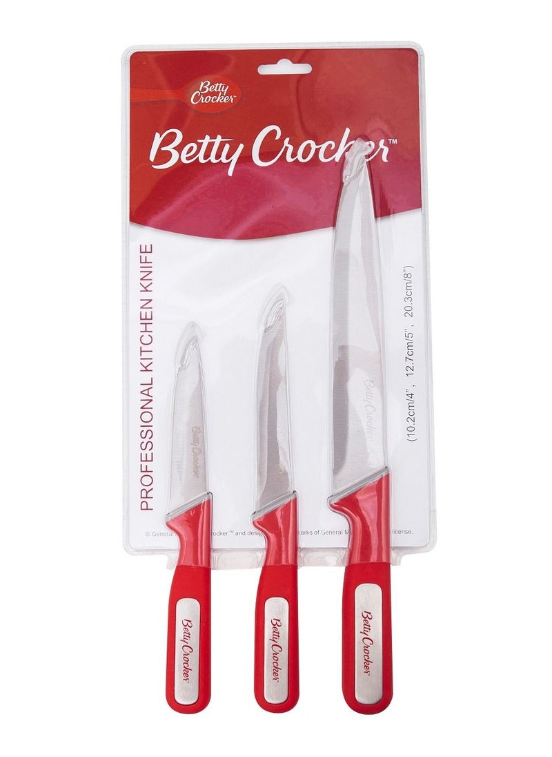 Betty Crocker - Betty Crocker Stainless Steel 3pcs Kitchen Knife Set (10.2/12.7/20. - Image 1