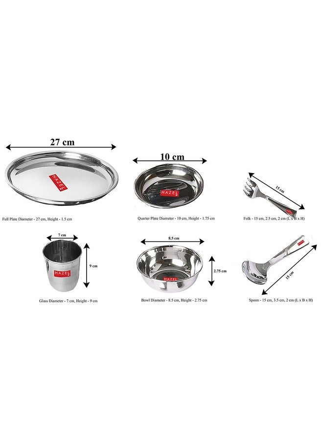 HAZEL Kitchen Set of 36 Pieces | Steel Solid Dinner Set | Unbreakable Dinner Set for Kitchen Items | Durable Stainless Steel Dinner Set for Daily Purpose Usage with Glossy Silver Finish - Image 2