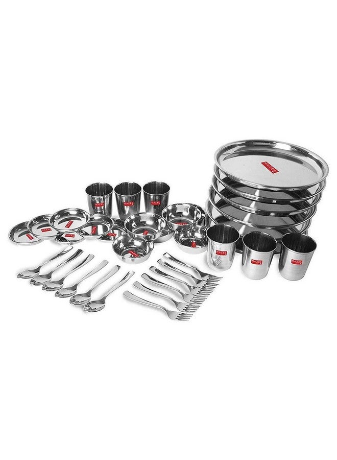 HAZEL Kitchen Set of 36 Pieces | Steel Solid Dinner Set | Unbreakable Dinner Set for Kitchen Items | Durable Stainless Steel Dinner Set for Daily Purpose Usage with Glossy Silver Finish - Image 4