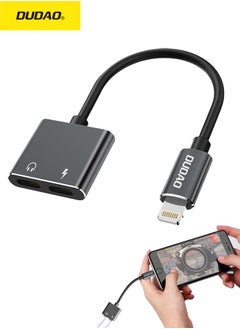 DUDAO 2-in-1 Lightning adapter, supports simultaneous charging and music, 150mm portable design, high-quality TPE+aluminum alloy material, suitable for games, calls and singing  - Image 1