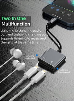 DUDAO 2-in-1 Lightning adapter, supports simultaneous charging and music, 150mm portable design, high-quality TPE+aluminum alloy material, suitable for games, calls and singing  - Image 2
