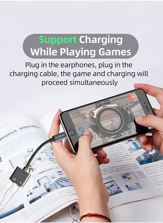 DUDAO - 2-in-1 Lightning adapter, supports simultaneous charging and music, 150mm portable design, high-quality TPE+aluminum alloy material, suitable for games, calls and singing - Image 1