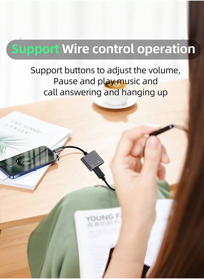 DUDAO - 2-in-1 Lightning adapter, supports simultaneous charging and music, 150mm portable design, high-quality TPE+aluminum alloy material, suitable for games, calls and singing - Image 1