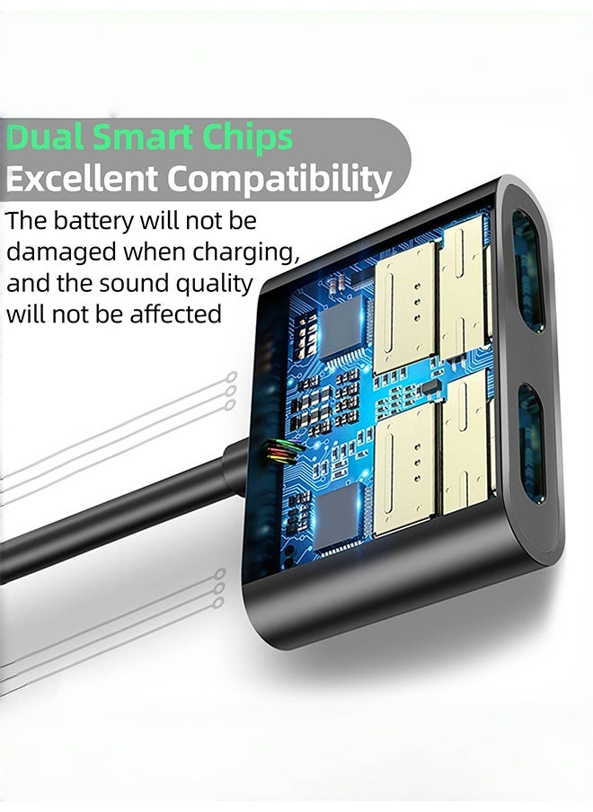 DUDAO - 2-in-1 Lightning adapter, supports simultaneous charging and music, 150mm portable design, high-quality TPE+aluminum alloy material, suitable for games, calls and singing - Image 1
