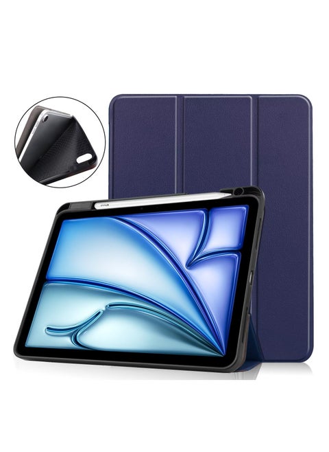 Case for iPad air 11 Inch 2024/air 4/air 5 with Pencil Holder, Slim Tablet Cover with Soft TPU Back, Auto Wake/Sleep (Dark Blue)