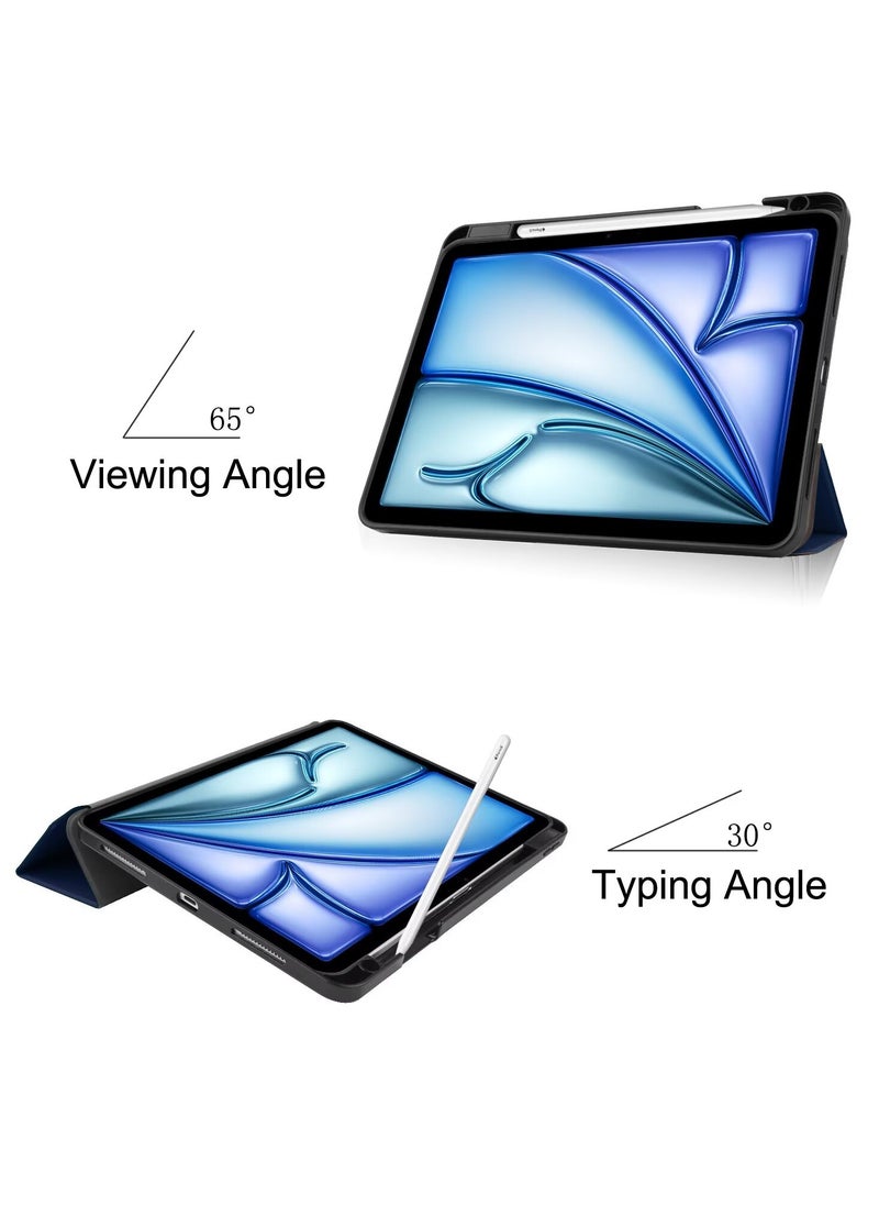 Generic - Case for iPad air 11 Inch 2024/air 4/air 5 with Pencil Holder, Slim Tablet Cover with Soft TPU Back, Auto Wake/Sleep (Dark Blue) - Image 1