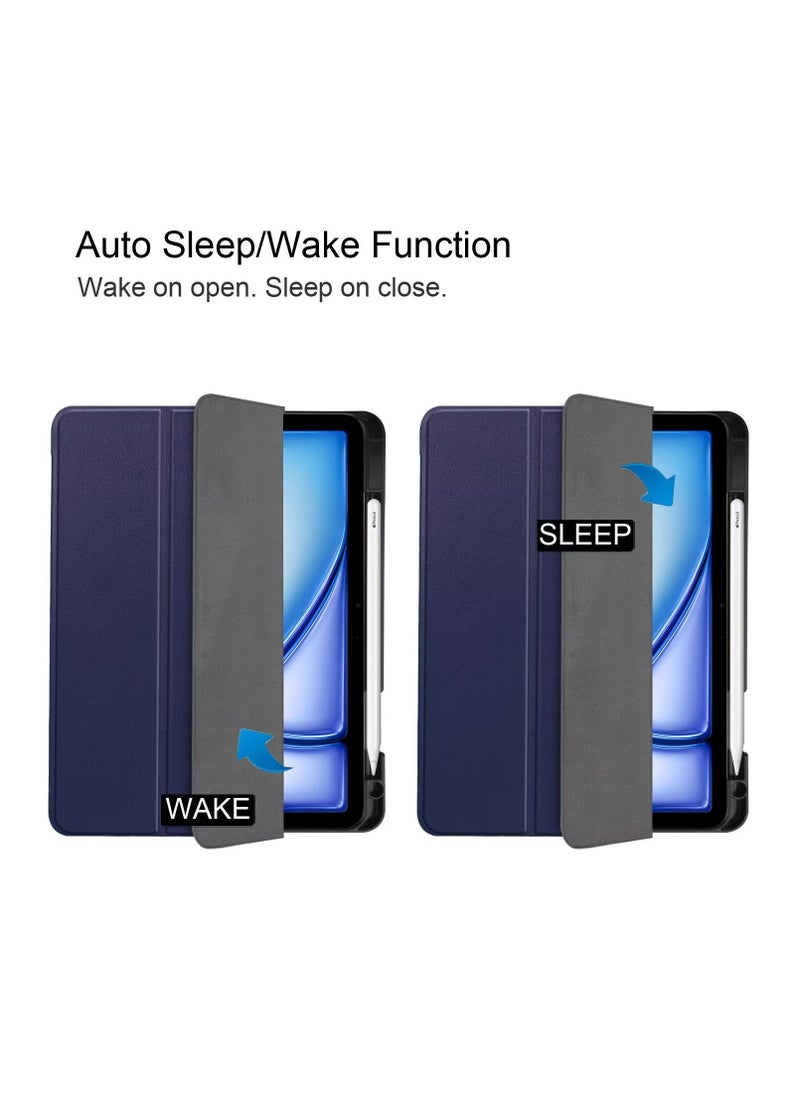 Generic - Case for iPad air 11 Inch 2024/air 4/air 5 with Pencil Holder, Slim Tablet Cover with Soft TPU Back, Auto Wake/Sleep (Dark Blue) - Image 1