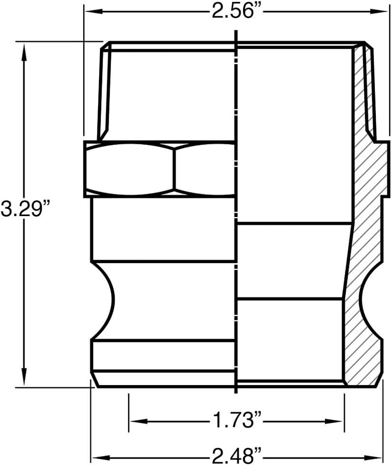Gloxco Aluminum Type F Cam and Groove Fitting, 2" Male Camlock Adapter x 2" Male NPT (CAM-20-F-AL) - Image 2