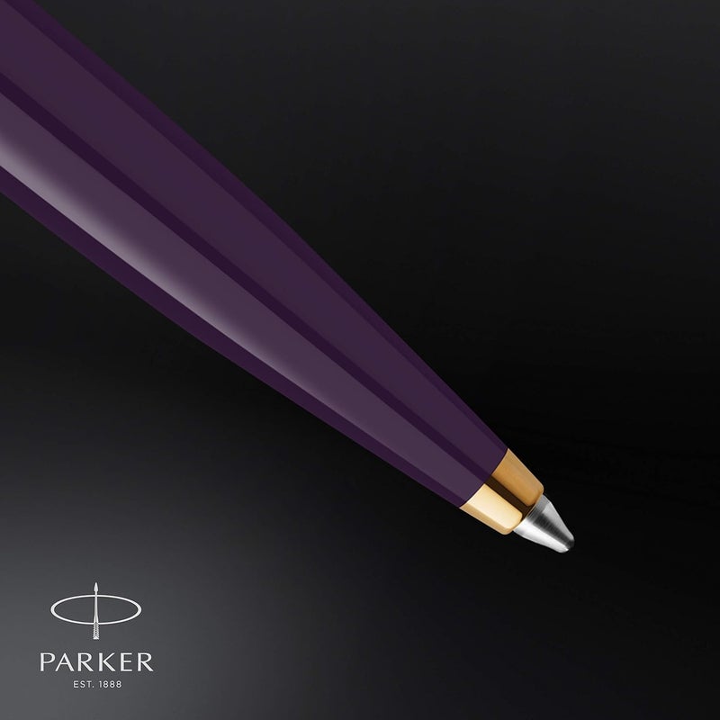 PARKER 51 Ballpoint Pen | Deluxe Plum Barrel With Gold Trim | Medium 18K Gold Point With Black Ink Refill | Gift Box - Image 4