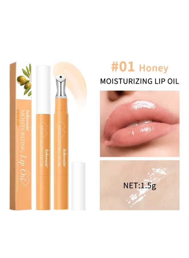 lakerain Moisturizing Lip Oil Lipstick Coating Gloss Silky Soft Smooth Hydrating Essence Lips Oil Lip Makeup Base Oils Lips Gloss Oil Long Lasting Lip Stain Lightweight Lip Tint Glow Lip Tint Oil Honey 01 - Image 2