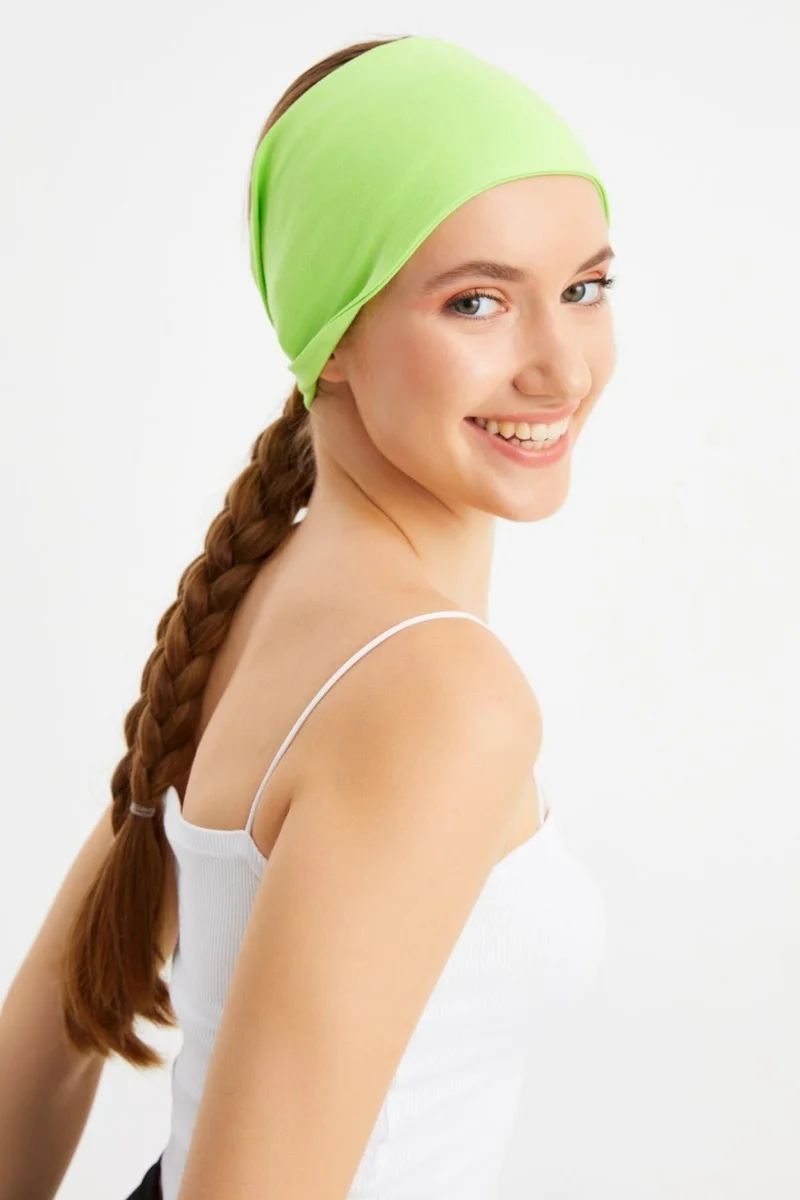 Butikgiz Green-Aqua 2-Pack Double-Sided Use Alternative, Cotton Combed Cotton, Non-Slip, Lightweight, Sports Hair Band Bandana