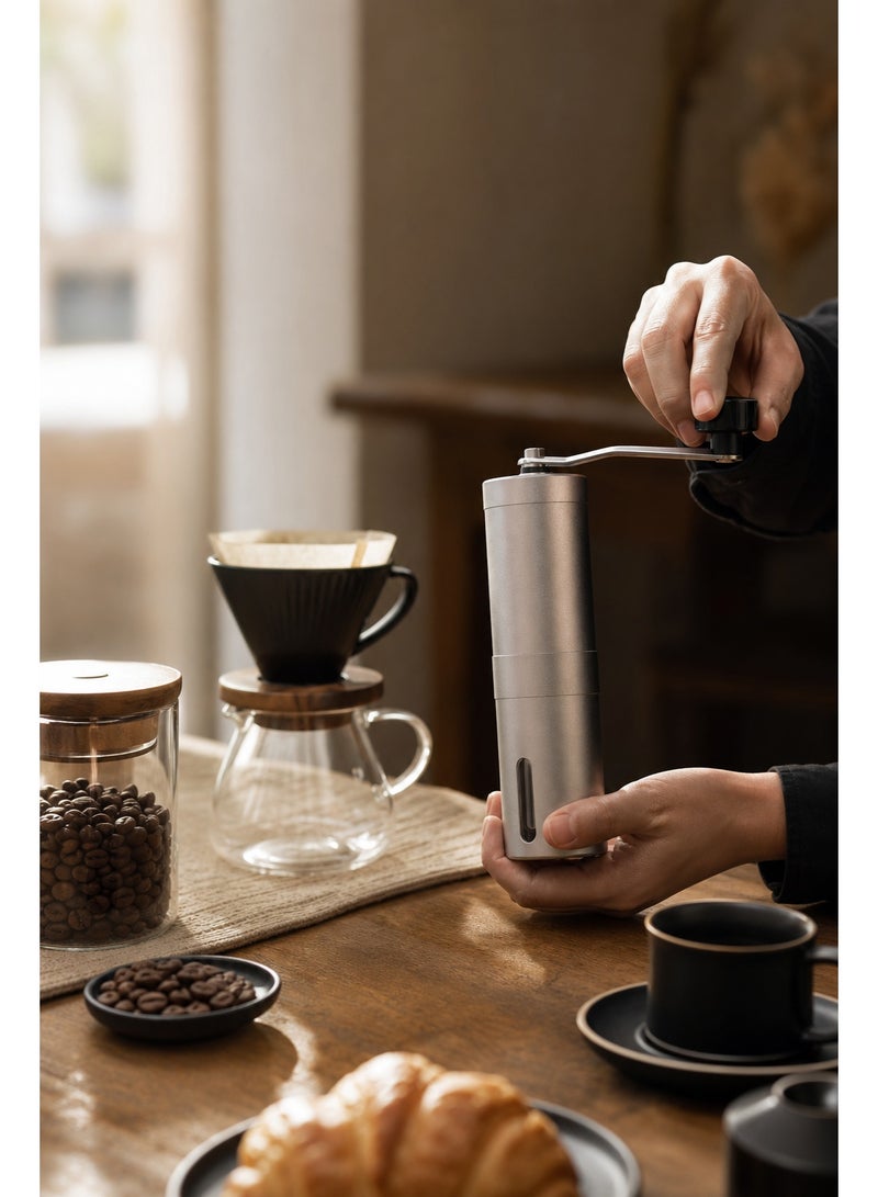 Manual Coffee Grinder with Adjustable Grind Settings for Arabic & Turkish Coffee,  Food-Grade 304 Stainless Steel Quiet Hand Grinder,  Portable Compact Mill for Home, Camping, Travel –  Suitable for Coffee Lovers, Outdoor Use & Gift - Image 2