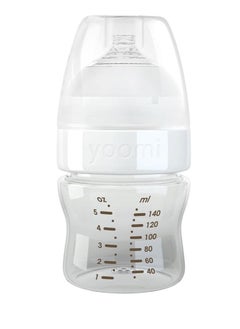 يوومي زجاجات الرضاعة المضادة للمغص من - 140 مل، خالية من مادة BPA، حلمة ناعمة، 6 فتحات تهوية مضادة للمغص، رقبة واسعة لسهولة التعبئة والتنظيف، غطاء مانع للانسكاب، مثالية للانتقال من الرضاعة بالزجاجة إلى الرضاعة الطبيعية  - Image 4