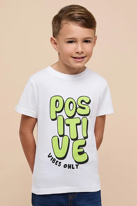 أر أند بي Printed T-Shirt with Crew Neck and Short Sleeves