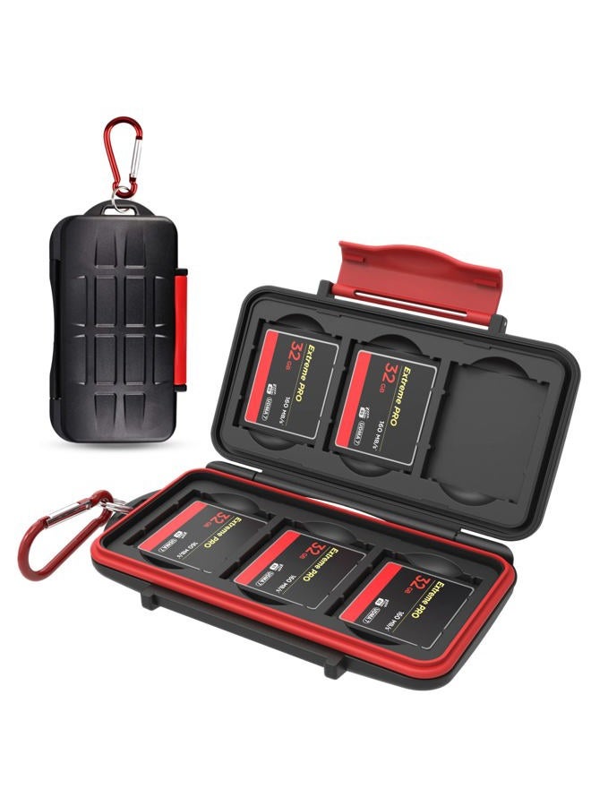 Kiorafoto 6 CF Card Slots Professional Water-Resistant Anti-Shock Compact Flash Card Holder Case Storage Compact Flash Memory Card Protector Wallet with Carabiner - Image 1