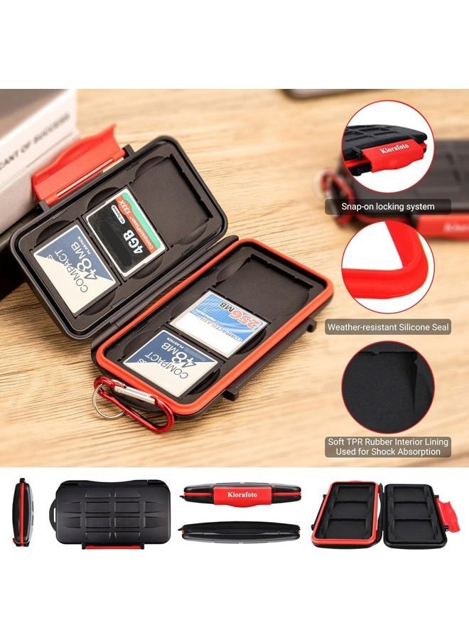 Kiorafoto 6 CF Card Slots Professional Water-Resistant Anti-Shock Compact Flash Card Holder Case Storage Compact Flash Memory Card Protector Wallet with Carabiner - Image 4