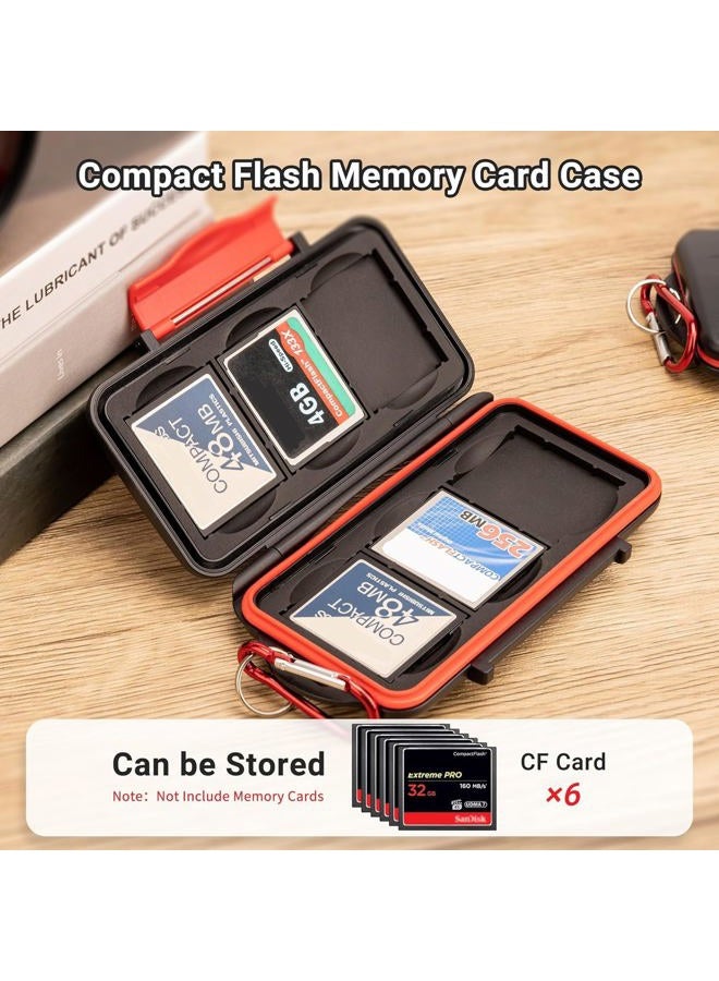Kiorafoto 6 CF Card Slots Professional Water-Resistant Anti-Shock Compact Flash Card Holder Case Storage Compact Flash Memory Card Protector Wallet with Carabiner - Image 2