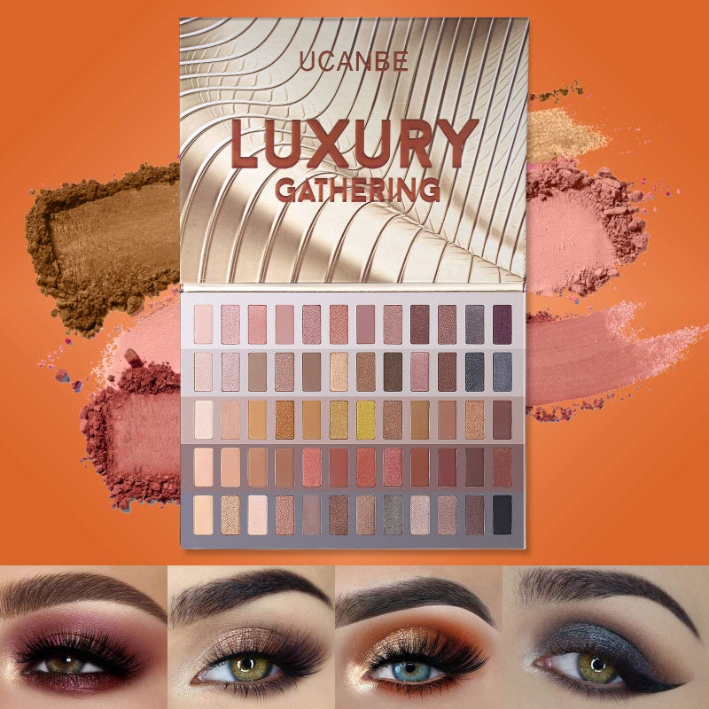 UCANBE Luxury Gathering Neutral Eyeshadow Makeup Palette, Naked Shimmer Matte Metallic Glitter Subtle Eyes Shadow,High Pigmented Nudes Creamy Smokey Pallet Set - Image 2