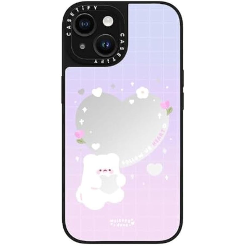 Casetify Mirror iPhone 15 Case 【Reflective / 4.9ft Drop Protection/Compatible with Magsafe】 - Follow ur Heart by sleepydaze - Silver on Black - Image 5