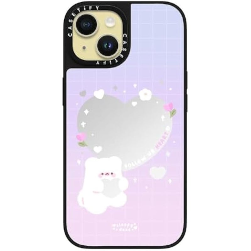 Casetify Mirror iPhone 15 Case 【Reflective / 4.9ft Drop Protection/Compatible with Magsafe】 - Follow ur Heart by sleepydaze - Silver on Black - Image 2