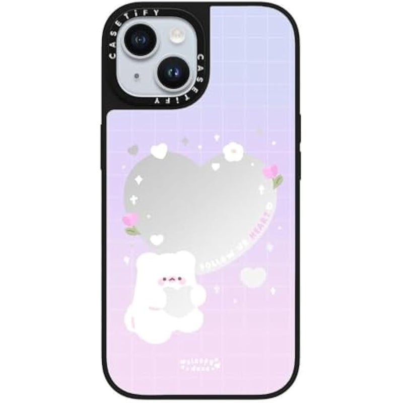 Casetify Mirror iPhone 15 Case 【Reflective / 4.9ft Drop Protection/Compatible with Magsafe】 - Follow ur Heart by sleepydaze - Silver on Black - Image 4