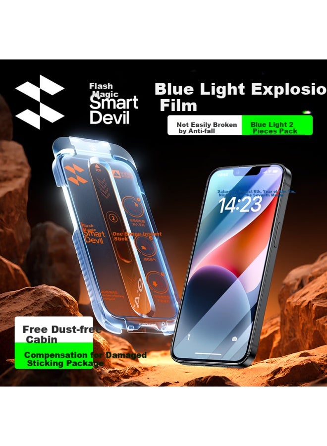 Smartdevil Apple 13/14 Tempered Glass Screen Protector For Iphone 13/14, 16e Hd 13pro Anti-explosion Anti-blue Light Anti-fingerprint Smooth Touch Earpiece Dustproof 2-pack - Image 1